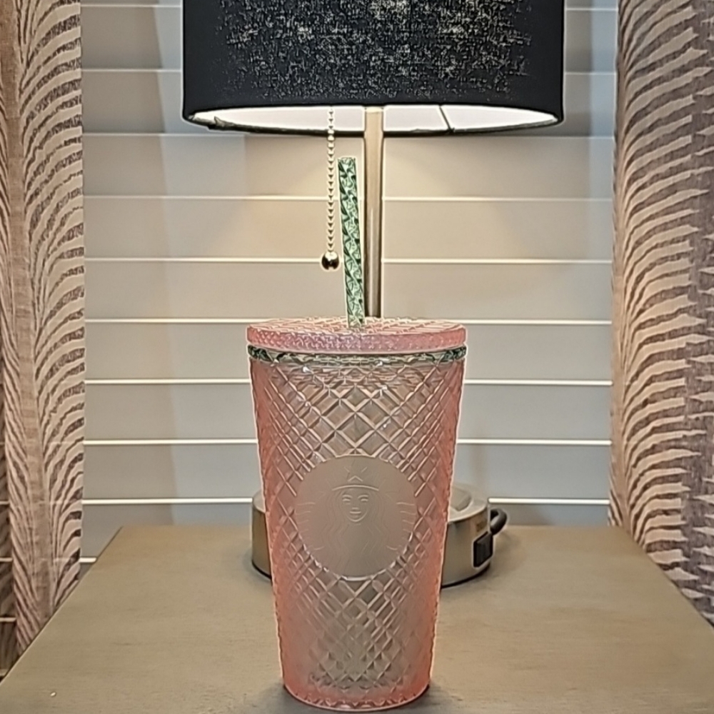 Starbucks Jeweled Pearl Pink and Green Cold Cup 16 oz BNWT